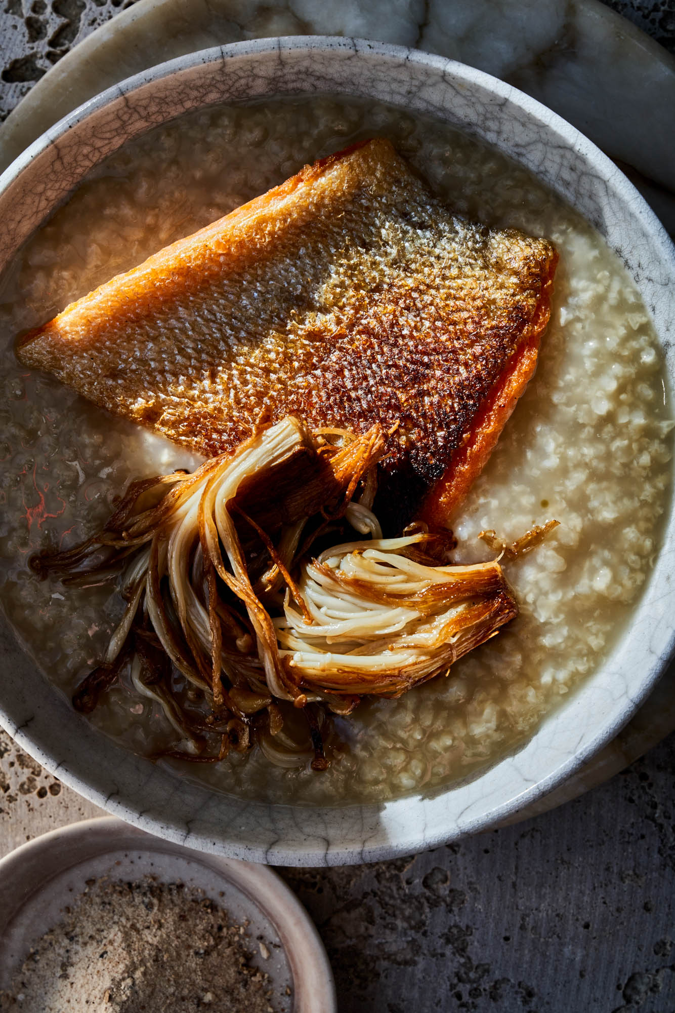 210612_COOKING_WITH_MUSHROOMS_RICE_PORRIDGE_TROUT_PICKLED_GINGER_CRISPY_MUSHROOMS_003